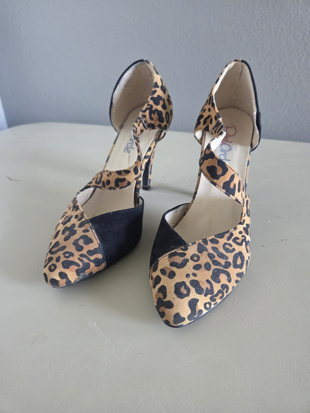 Leopard Print D'Orsay Heels with Black Accents - Women